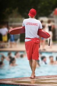 Lifeguard at a Texas hotel pool.
